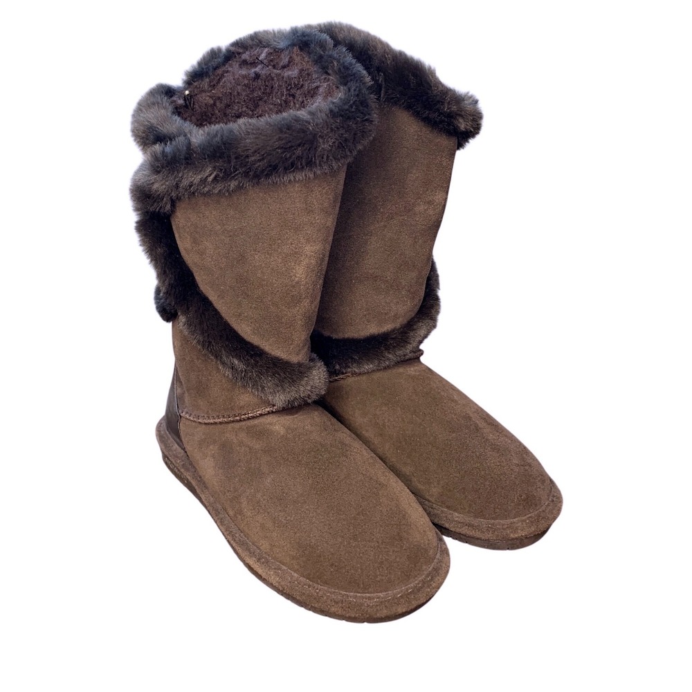 Bearpaw Sheilah Brown Suede Faux Fur Trimmed Winter Boots Women's Size 7 NWOT